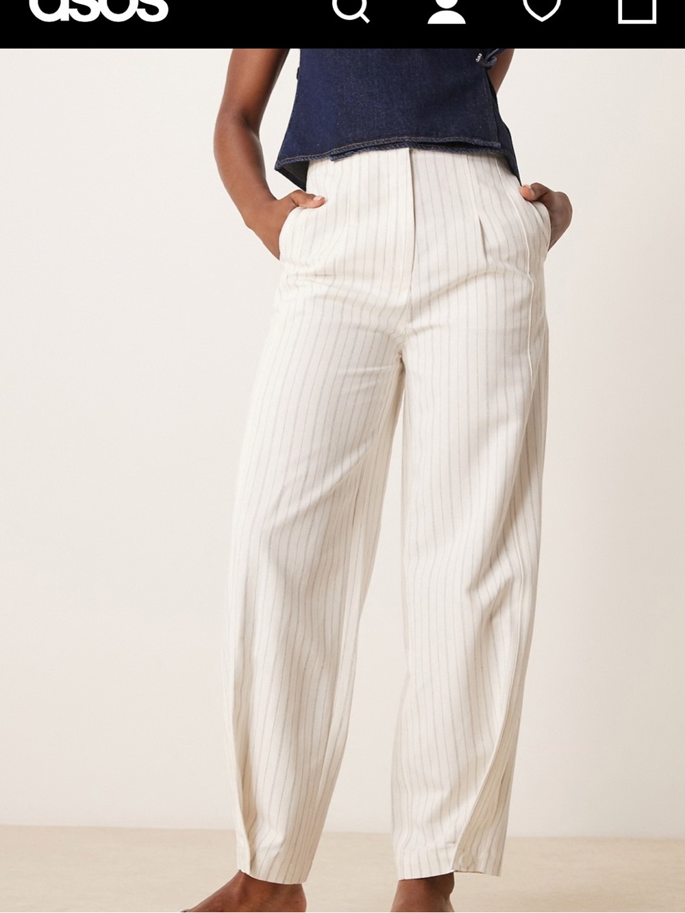ASOS Cream Wide-Leg Pinstripe Trousers - Size 10 Never Worn